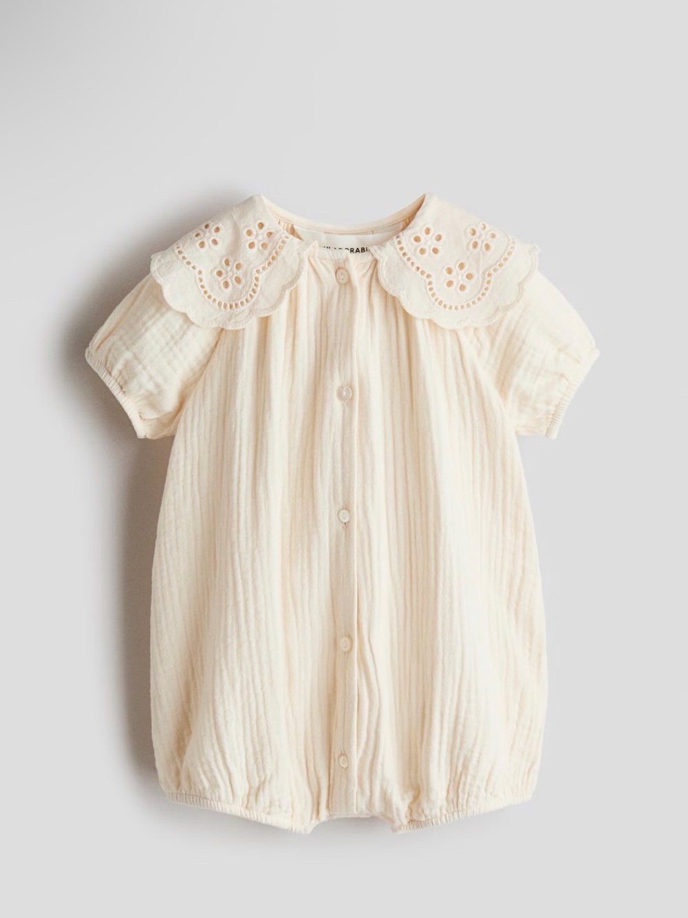 H&M Cream Eyelet Collar Cotton Baby One-Piece